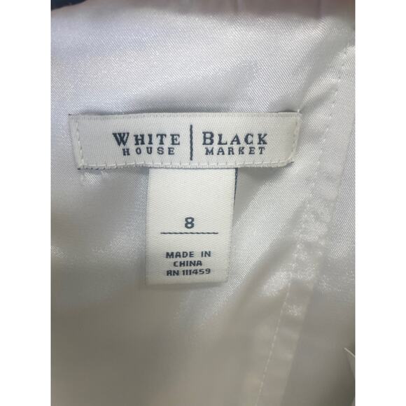 White House Black Market Sleeveless Princess Empire Waist Floral White/Blk Sz 8 - Picture 8 of 11